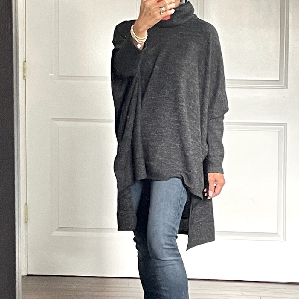 Akira Dark Gray Poncho Style High Low Sweater size M/L - Picture 2 of 14